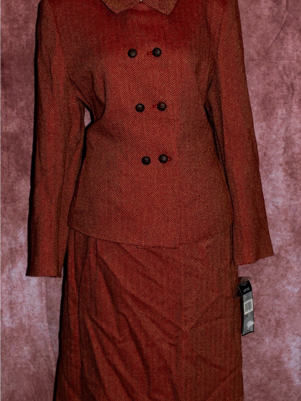 SIZE 10 NWT Kasper Rust Double-Breasted Suit Set